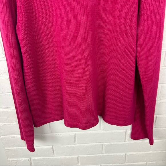 NWT Charter Club 100% Pima Cotton Fuchsia Pink Knit Sweater Size LP - Picture 3 of 6